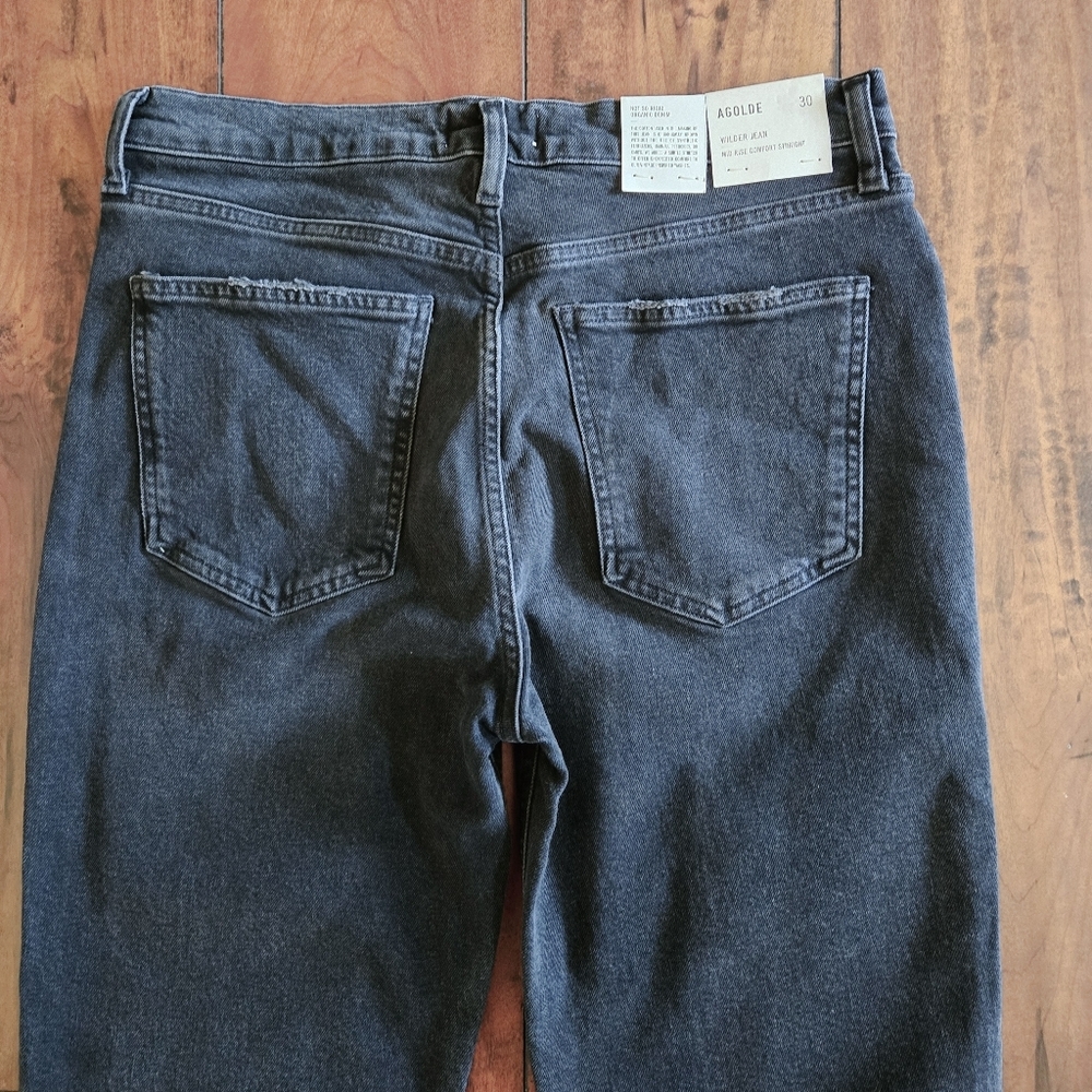 Agolde Wilder Mid Rise Comfort Straight Leg Organic Jean Panoramic Black Size 30 - Picture 12 of 16